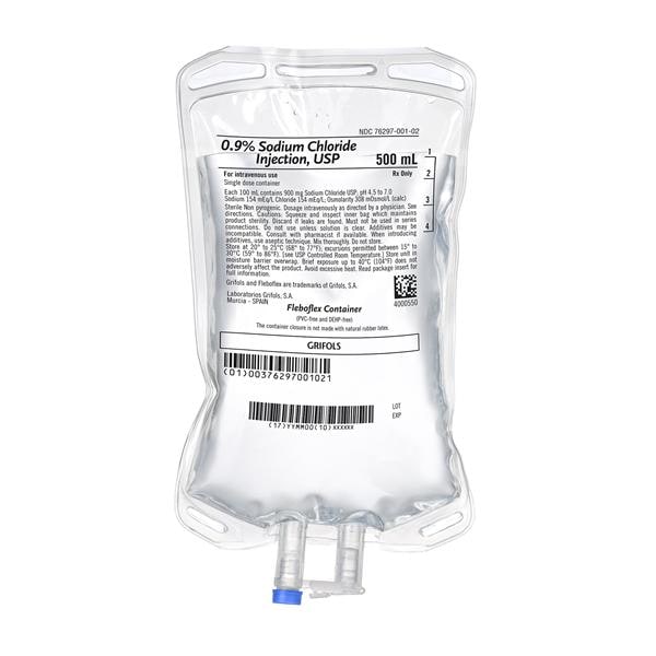 Grifols, S.A. IV Injection Solution 0.9% Sodium Chloride 500mL Bag Ea, 20 EA/CA