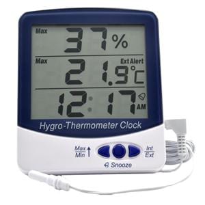 Alarm Thermometer/Hygrometer Plastic -50 to 70°C Ea