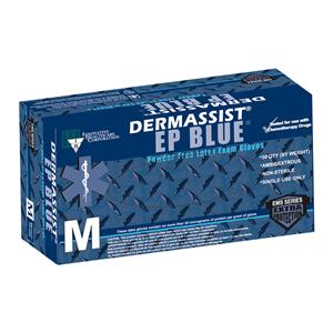 DermAssist Latex Exam/Chemo Gloves Medium Blue Non-Sterile