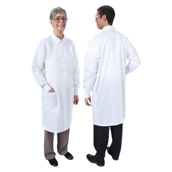 DenLine Protection Plus Long Coat 3Pkt Long Tapered Sleeves 41 in X-Small Wht Ea