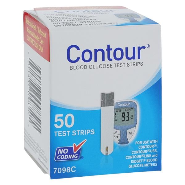 Contour Blood Glucose Test Strips CLIA Waived 50/Bx, 24 BX/CA