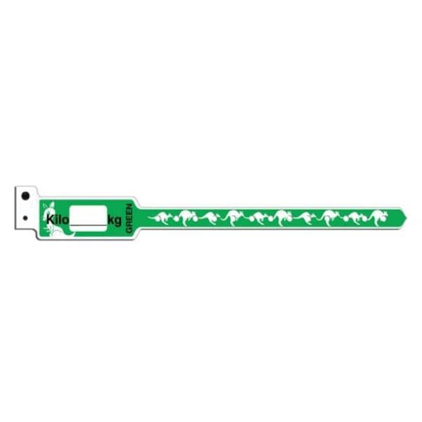 KangaBand Write-On Wristband Poly Green Pediatric 250/Bx