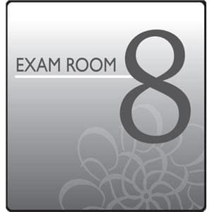 Exam Room 8 Sign Pre-Mounted Gray Plastic With Hook & Loop Strips Ea