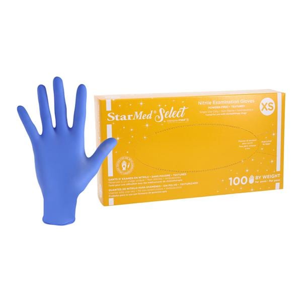 StarMed Select Nitrile Exam Gloves X-Small Periwinkle Non-Sterile