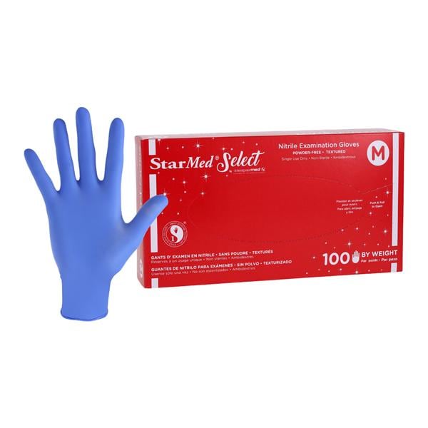 StarMed Select Nitrile Exam Gloves Medium Periwinkle Non-Sterile