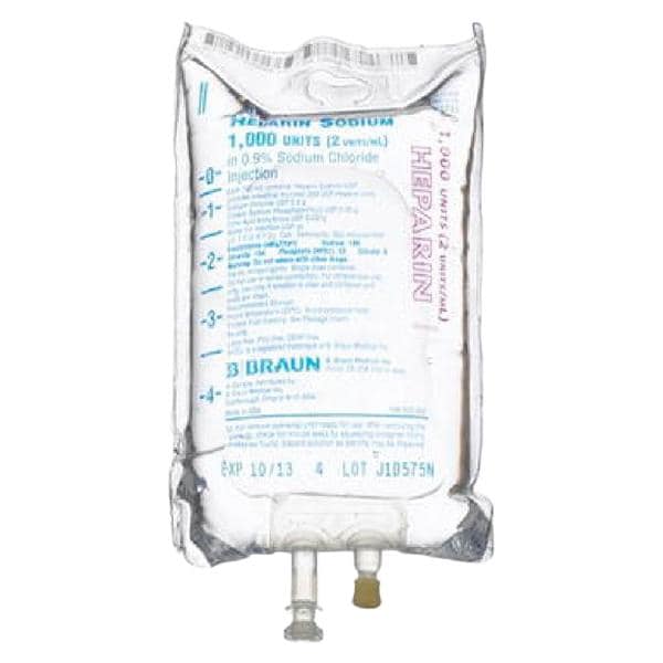 Heparin Sodium in 0.9% Sodium Chloride Injection 2U/mL Bag 500mL 24/Package