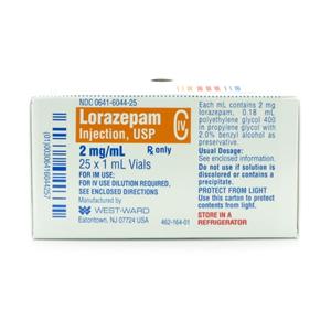 Lorazepam Injection 2mg/mL SDV 1mL 25/Package