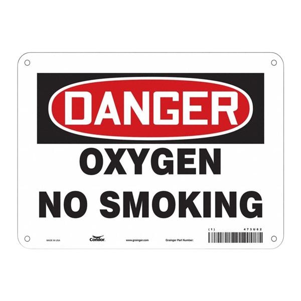 Danger Oxygen No Smoking Sign 7x10" Ea