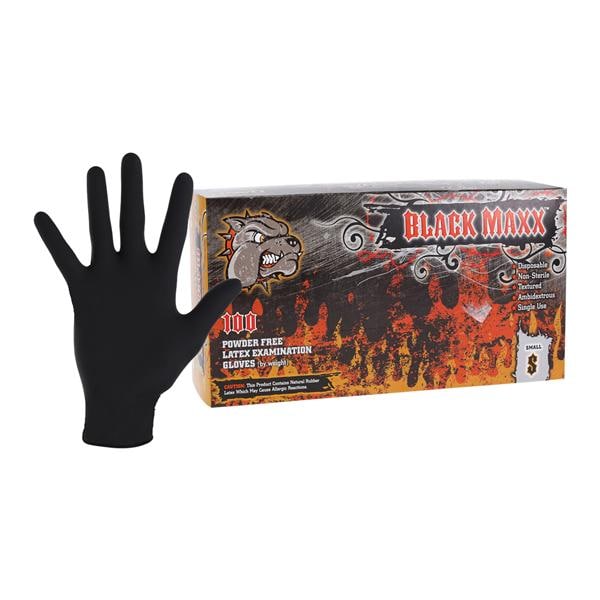 Black Maxx Latex Exam Gloves Small Black Non-Sterile, 10 BX/CA