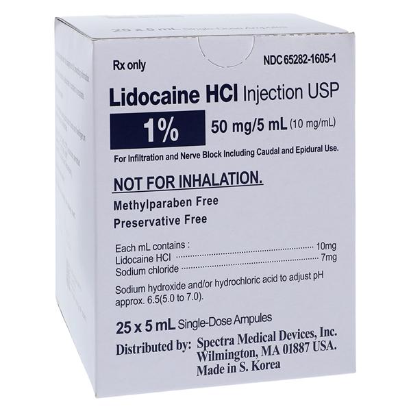 Lidocaine HCl Injection 1% Preservative Free Ampule 5mL 25/Bx