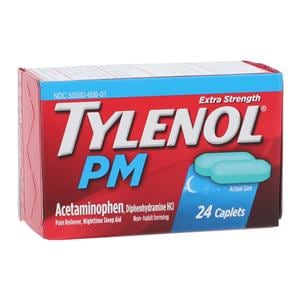 Tylenol PM Pain Reliever/Fever Reducer Caplets 500/25mg Extra Strength 24/Bt