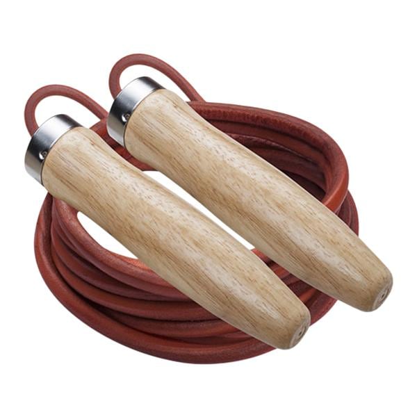 Jump Rope Red Leather With Wooden Handles/Ball Bearings