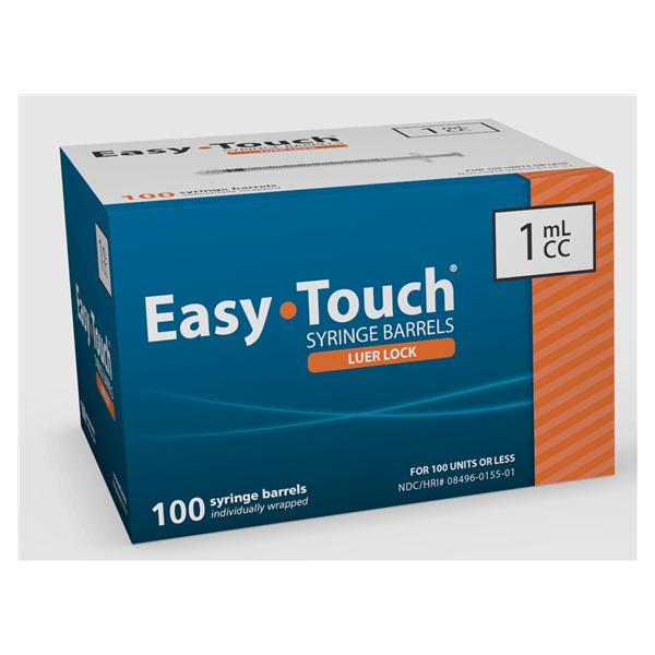 EasyTouch Syringe Barrel 1cc Luer Lock 100/Bx