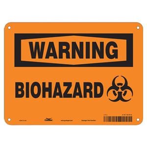 Biohazard, Warning, Plastic, 7"x10"With Mounting Holes Ea