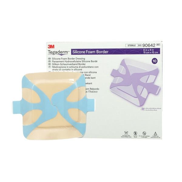 Tegaderm Silicone/Foam Foam Dressing 6x6" Sterile Square Tan