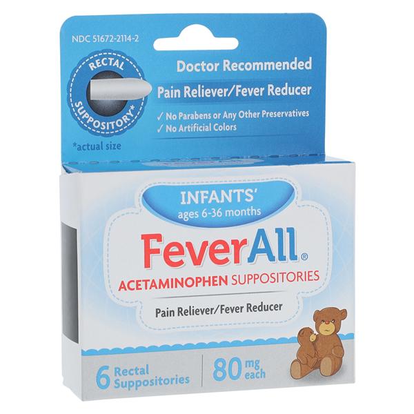 FeverAll Infant Pain Reliever/Fever Reducer Suppository 80mg 6/Bx, 24 BX/CA