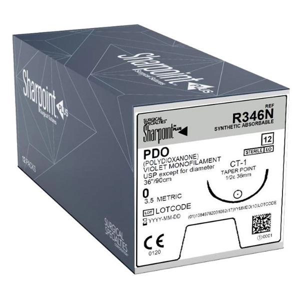 Suture 0 36" Polydioxanone Monofilament CT-1 Violet 12/Bx