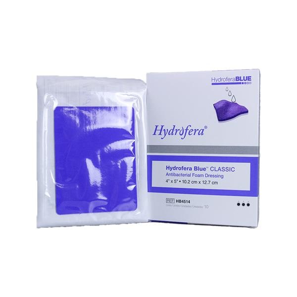 Hydrofera Blue Foam Antimicrobial Wound Dressing 4"x5" Sterile Rctngl Blu Abs LF