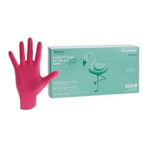 Flamingo Nitrile Exam Gloves Small Pink Non-Sterile, 10 BX/CA