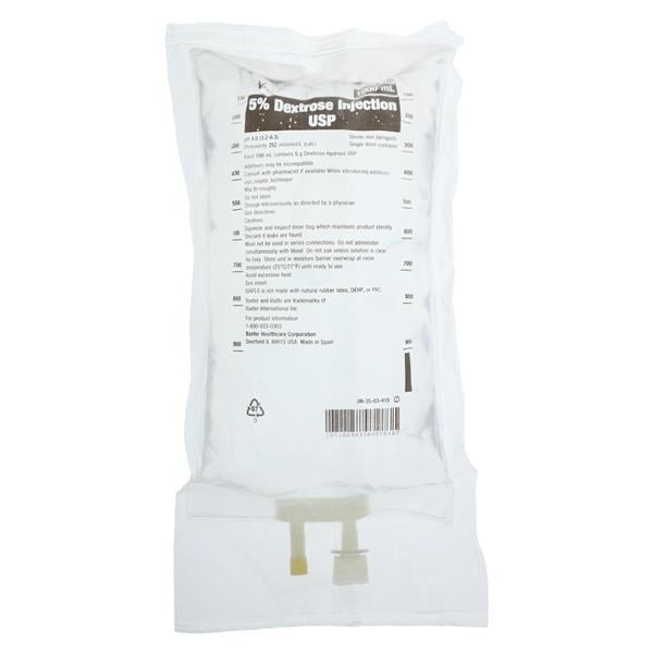 Injection Bag Dextrose 5% 1000mL Viaflo Ea