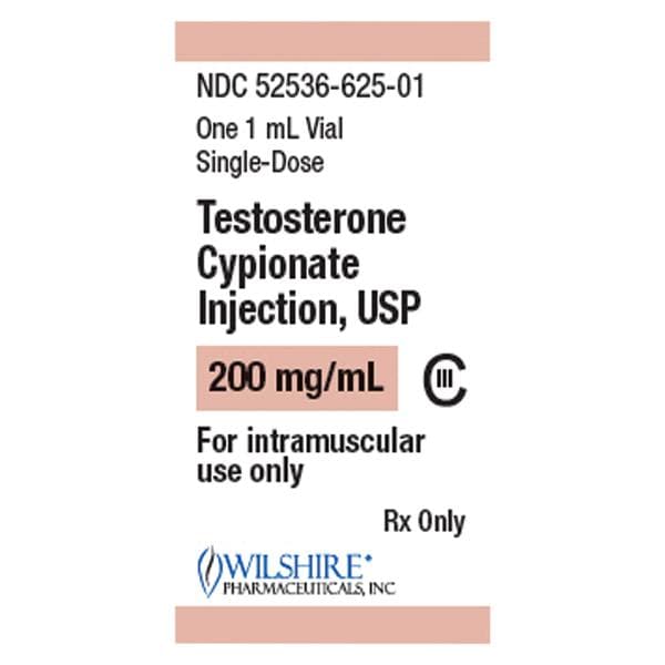 Testosterone Cypionate Injection 200mg/mL SDV 1mL/Vl