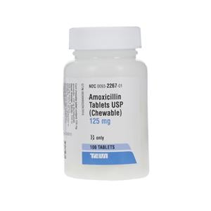 Amoxicillin Chewable Tablets 125mg Bottle 100/Bottle Each