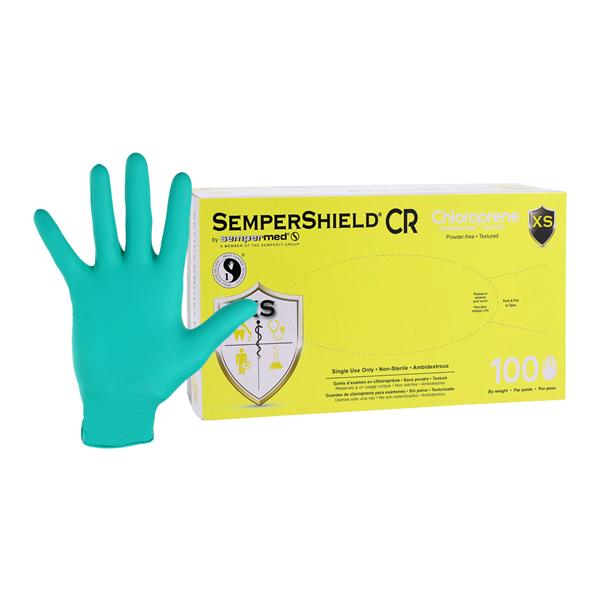 SemperShield Chloroprene Gloves X-Small Green Non-Sterile