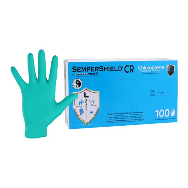 SemperShield Chloroprene Exam Gloves Large Green Non-Sterile, 10 BX/CA