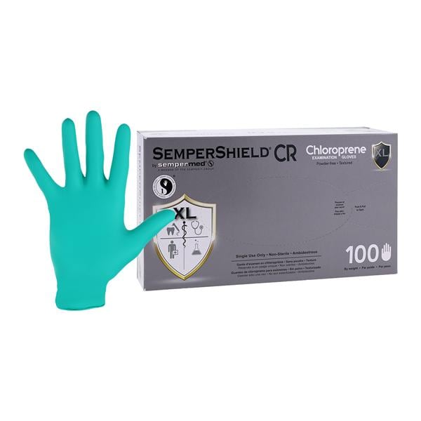 SemperShield Chloroprene Gloves X-Large Green Non-Sterile, 10 BX/CA