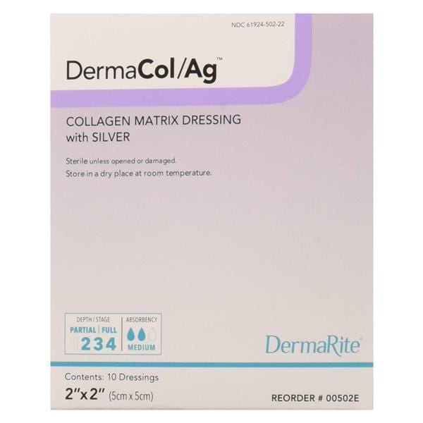 DermaCol/Ag Collagen Matrix Dressing 2x2" Sterile Square