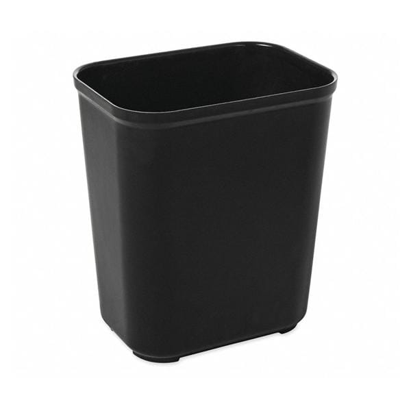 Wastebasket Fire-Resistant Resin 28qt No Lid Black Rectangular 6/Case 6/Ca