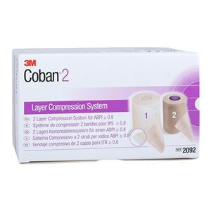 Coban Compression System Wrap Polyester/Polyurethane 2"x1.3yd/2x3 Bge/Tn 8Kt/Ca