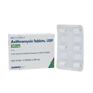 Azithromycin Tablets 250mg Unit Dose 1x6/Cr