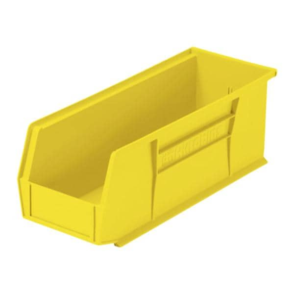 Super Tough Storage Bin Yellow Polymer w/ Large Front Label Slot 14.75x5.5x5 Ea