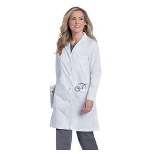 Lab Coat 5 Pockets Long Sleeves 38 in White Womens Ea