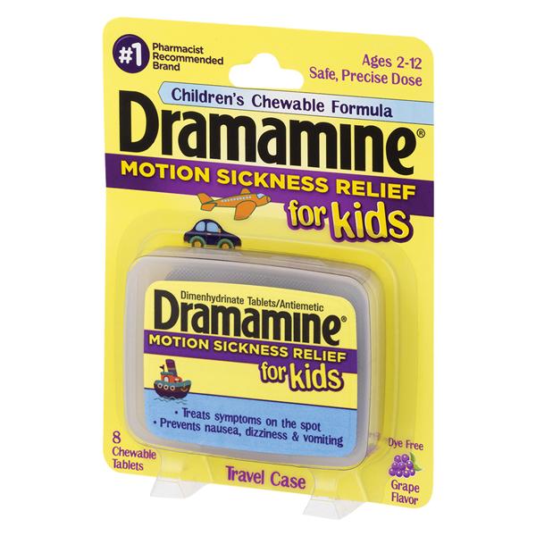 Dramamine Children 2-12yr Chewable Tablets Dye-Free Grape 8/Bx, 24 BX/CA