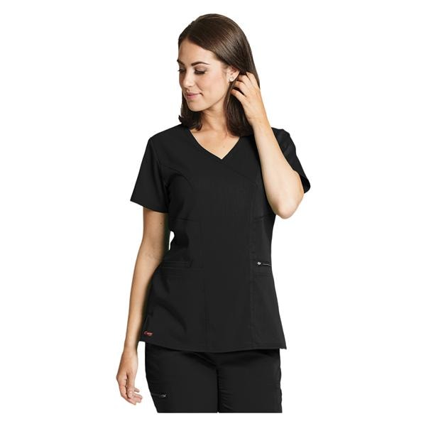 Greys Anatomy Stretch Scrub Top V-Neck 3 Pockets 2X Large Black Womens Ea