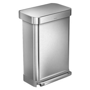 Trash Can 55 Liter Rectangular Step On w/ Liner Pocket Stainless Steel Ea