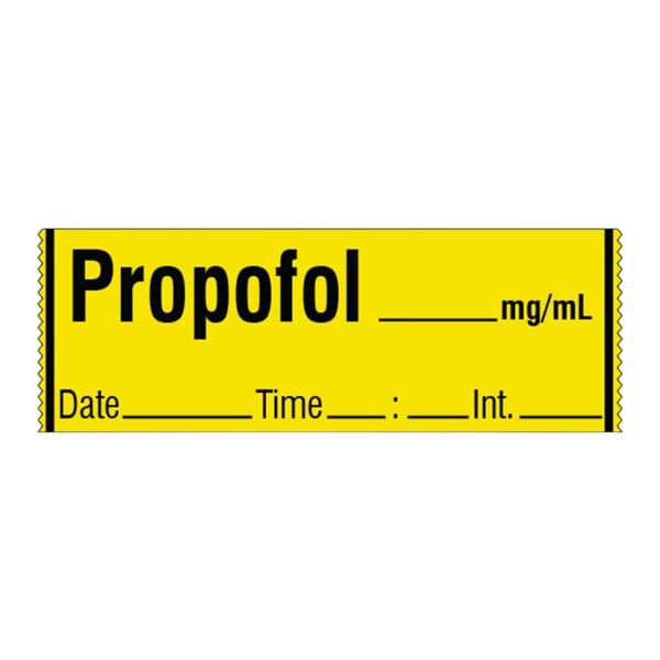 Tape Label Propofol Yellow/Black 1/2x500" 1/Rl