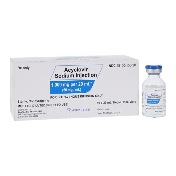 Acyclovir Sodium Injection 50mg/mL SDV 20mL 10/Bx