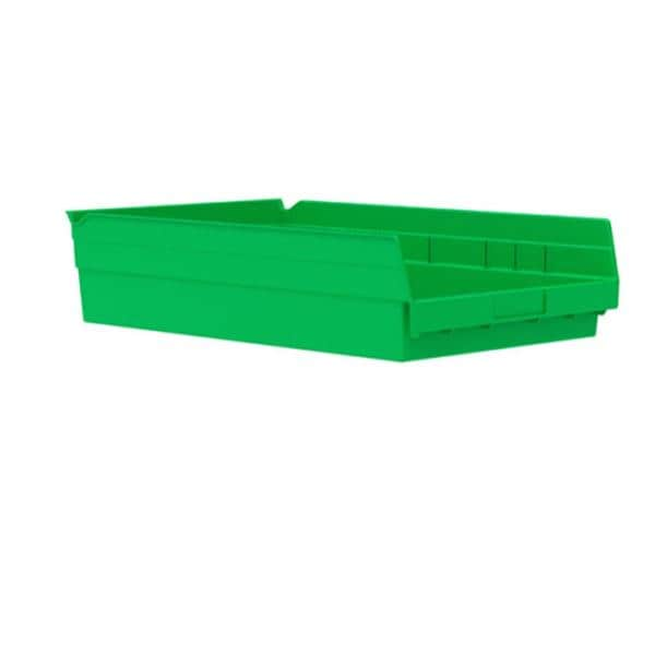 Shelf Bin Green Plastic 17-7/8x11-1/8x4" 12/Ca