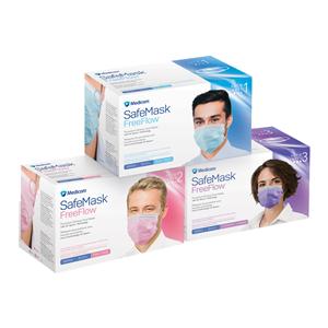 SafeMask FreeFlow Procedure Mask ASTM Level 3 Fog-Free Strip Pink Adult 50/Bx