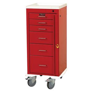 Mini Line Emergency Cart 22.2x25x68.25" 5" Caster (6) Drawer Breakaway Lock