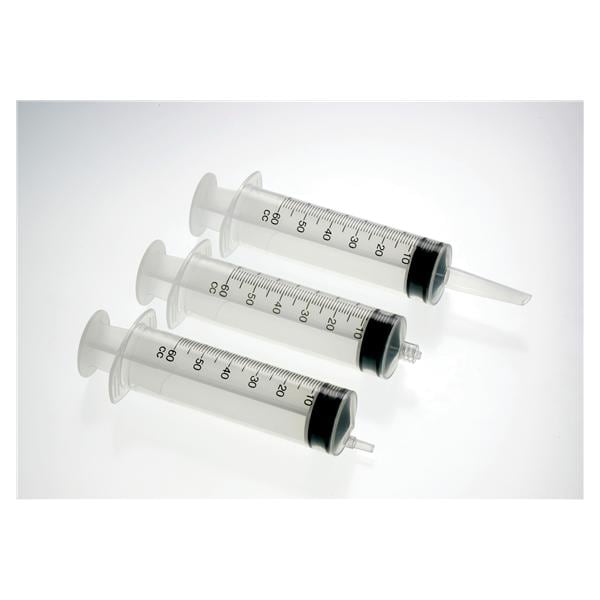 Hypodermic Syringe 60cc Clear Eccentric Luer Slip Tip No Dead Space 100/Ca