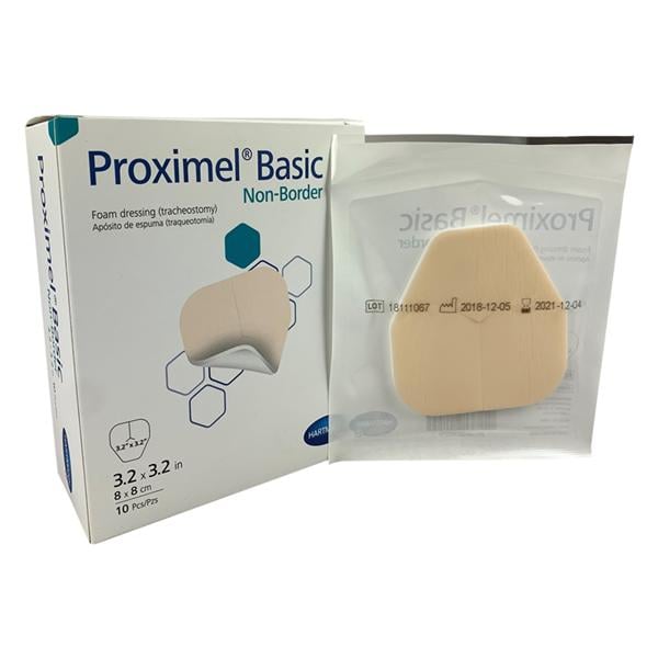 Proximel Basic Foam Tracheostomy Dressing 3.2x3.2" 3 Layer Square Non-Bordered