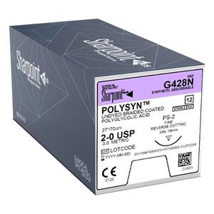 Polysyn Suture 2-0 27" Polyglycolic Acid Braid PS-2 Undyed 12/Bx