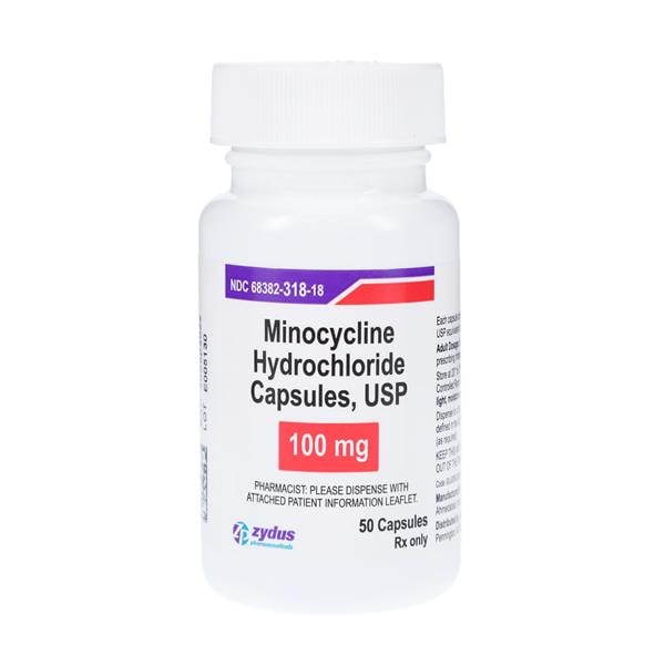 Minocycline HCl Capsules 100mg Bottle 50/Bottle Each