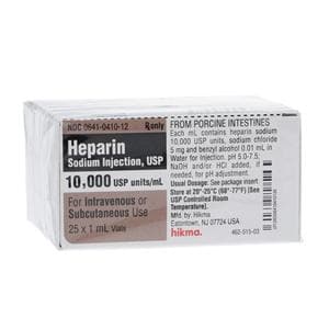 Heparin Sodium Injection 10,000U/mL SDV 1mL 25/Package