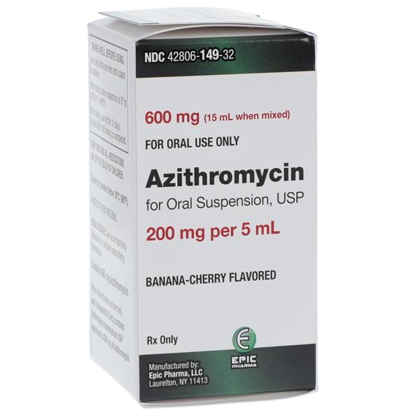 Azithromycin Oral Suspension 200mg/5mL Banana-Cherry Bottle 15mL/Bt