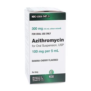 Azithromycin Oral Suspension 100mg/5mL Banana-Cherry Bottle 15mL Each